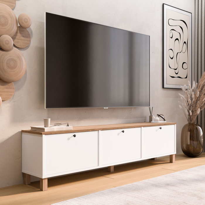 Hanah Home Nord - ND6-SW Soporte para TV Blanco y Roble Hanah Home Nord - ND6-SW Soporte para TV Blanco y Roble